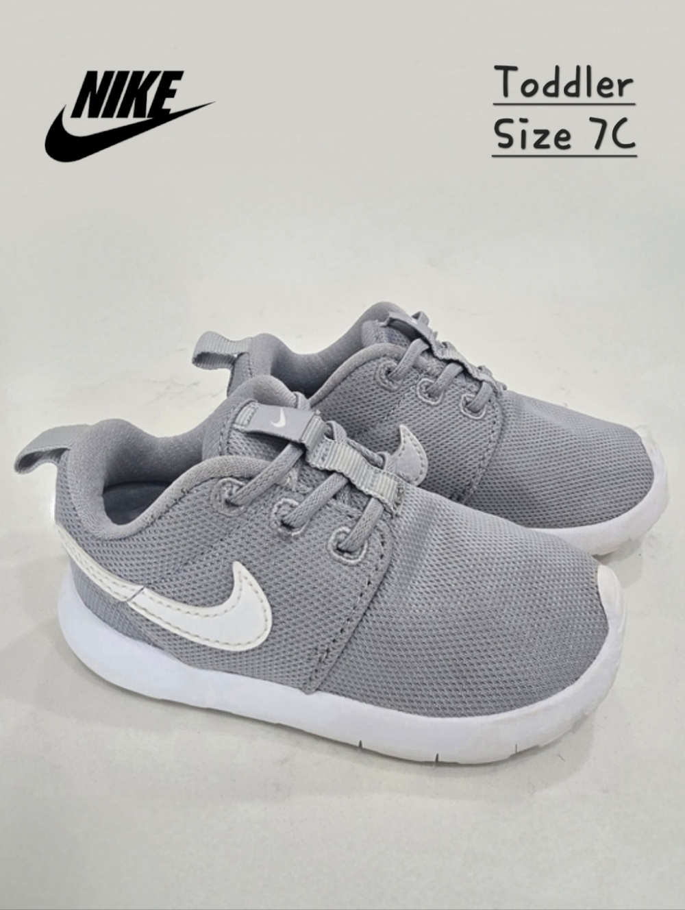 Nike Roshe One - Wolf Grey Mesh Athletic Sneakers with White Swoosh Size 7C